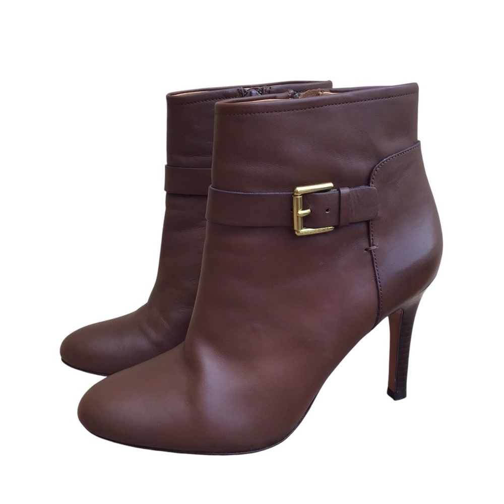 COACH Mason Women’s Brown Leather Buckle Heeled Ankle Boot Woman’s Size 9B